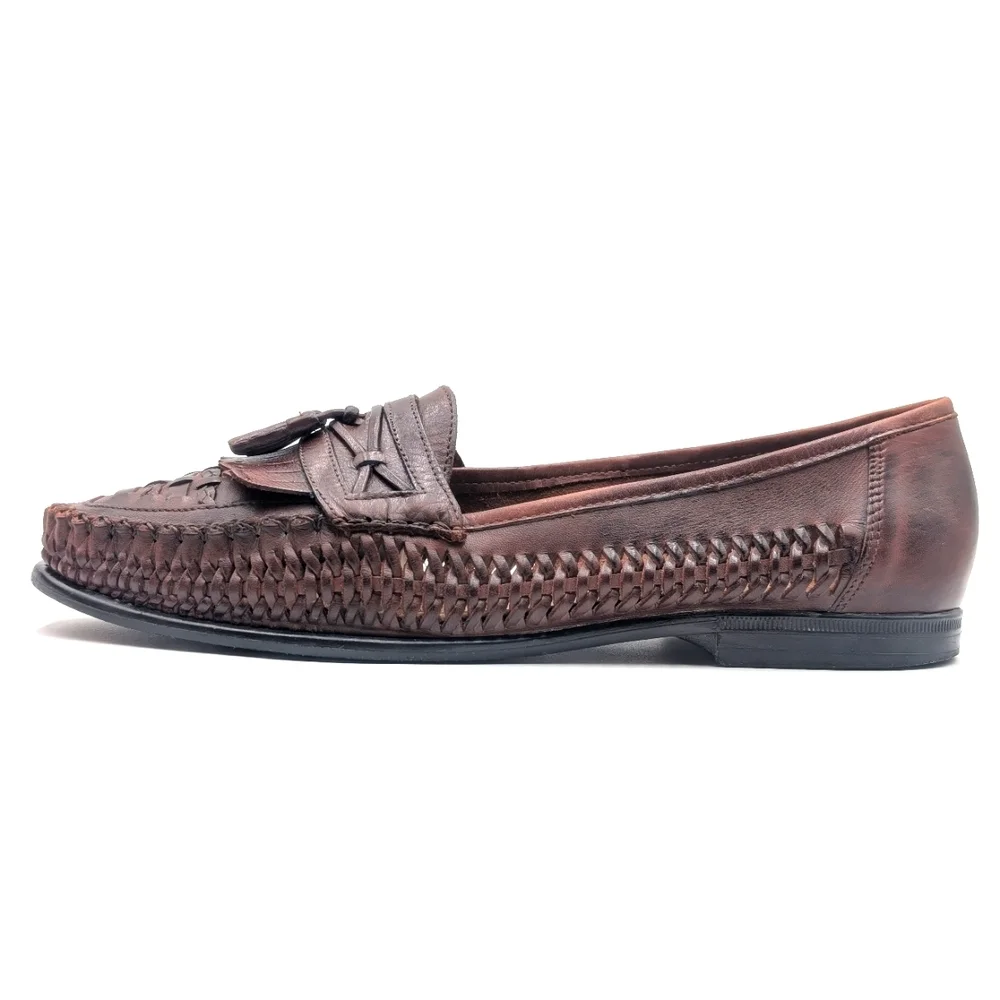 Nunn Bush Woven Leather Tassel Loafers Men's Sz 12M Brown Slip On Casual Preppy - Picture 5 of 17